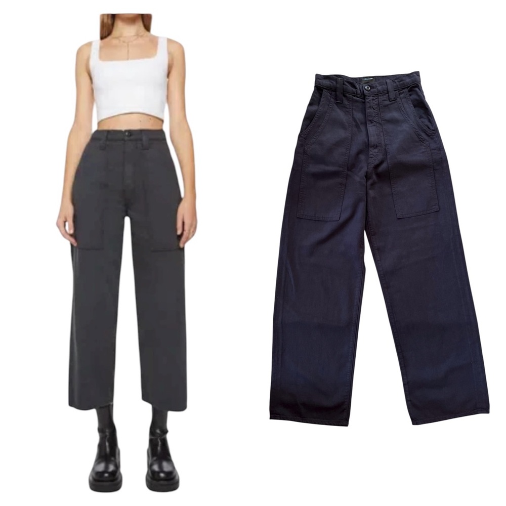 Mother Faded Black Quartet Breaker Flood Jeans 24